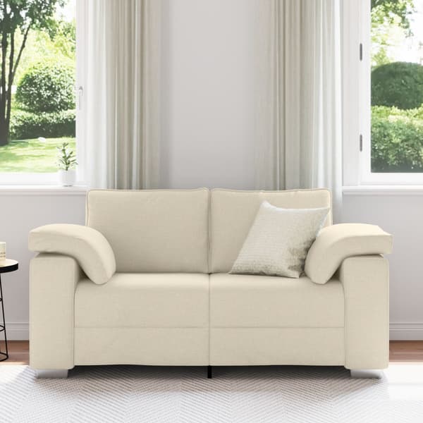 2-sits soffa Beige 160 cm Linnenblandad tyg