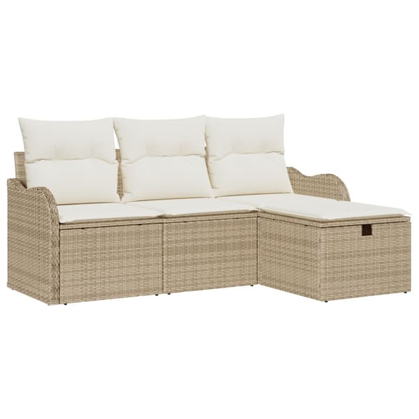 Trädgårdsoffset med kudde med lagring 4 pcs Poly rattan