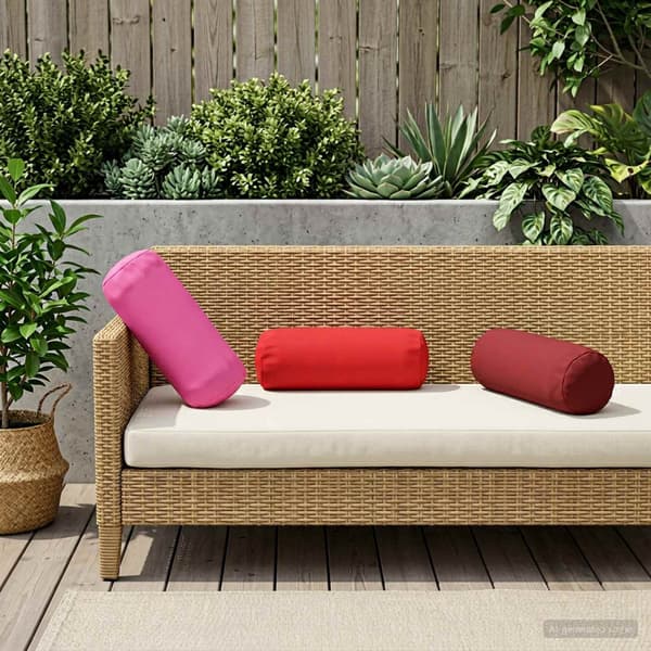 Kuddöverdrag 2 st HEERLEN Röd Ø 15 x 40 cm Polyester