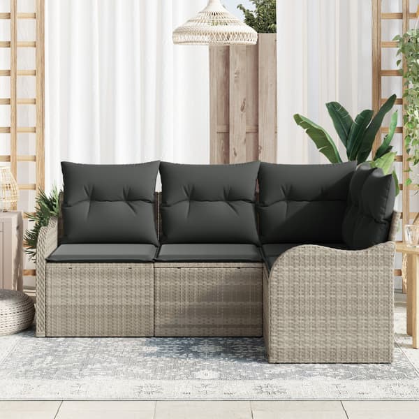 Trädgårdsoffset 4 pcs Ljusgrå konstrotting