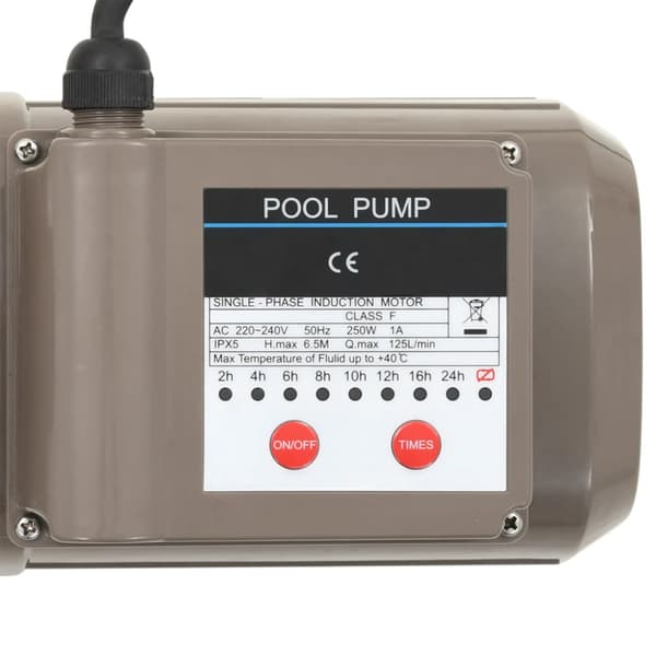 Poolpump med timer svart 0,25 HK 8000 L/tim