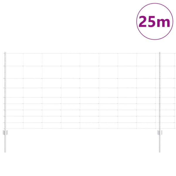Stängsel med stolpe Silver 1,2 x 25 m Stål