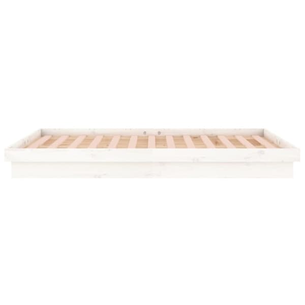Sängram LED vit 160x200 cm massivt trä