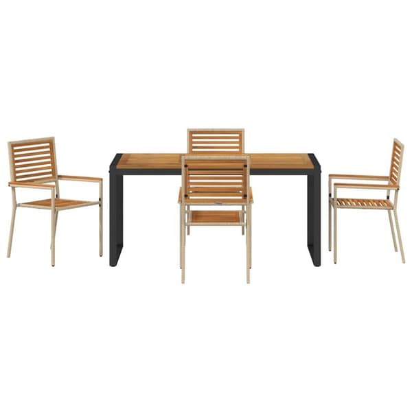 Trädgårdsmöbelset 5 pcs Beige och brun konstrotting