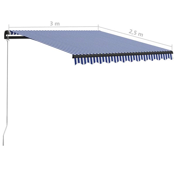 Markis manuellt infällbar 300x250 cm blå och vit