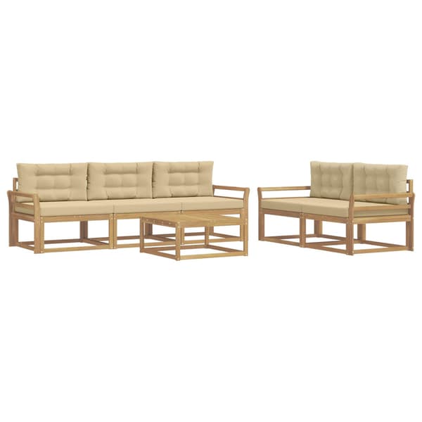 Utomhussoffset med kudde 6 pcs Vit och Beige