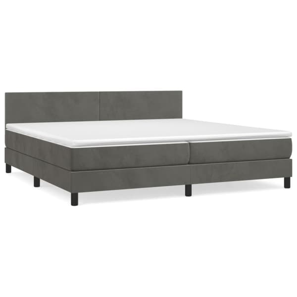 Ramsäng med madrass mörkgrå 200x200 cm sammet