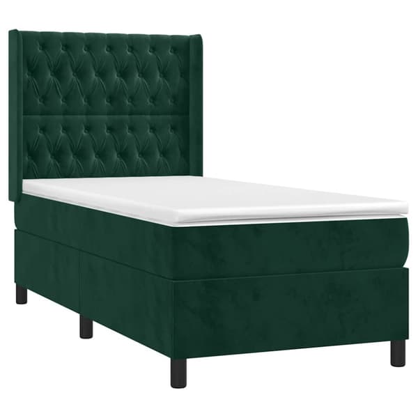 Ramsäng med madrass mörkgrön 80x200 cm sammet