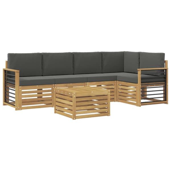 Utomhussoffset 6 pcs Vit och antracit 59 x 59 x 37 cm Polyester