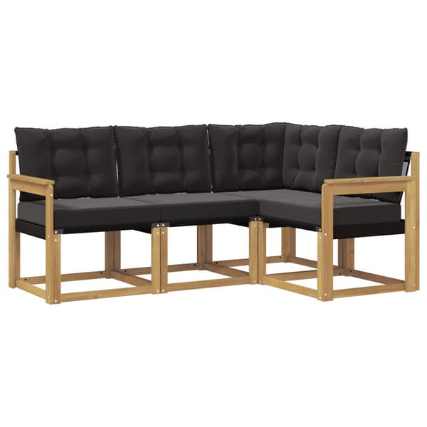 Utomhussoffset med kudde 4 pcs Vit och svart