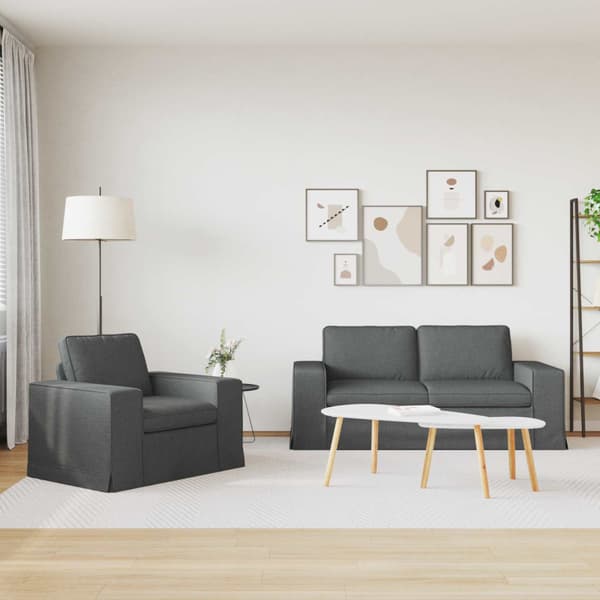 Soffset 2 pcs Mörkgrå 182 x 80 x 82 cm tyg