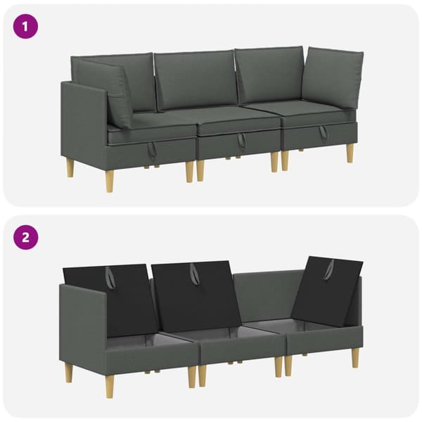 Möbelset för vardagsrummet med kudde 3 pcs Mörkgrå Tyg