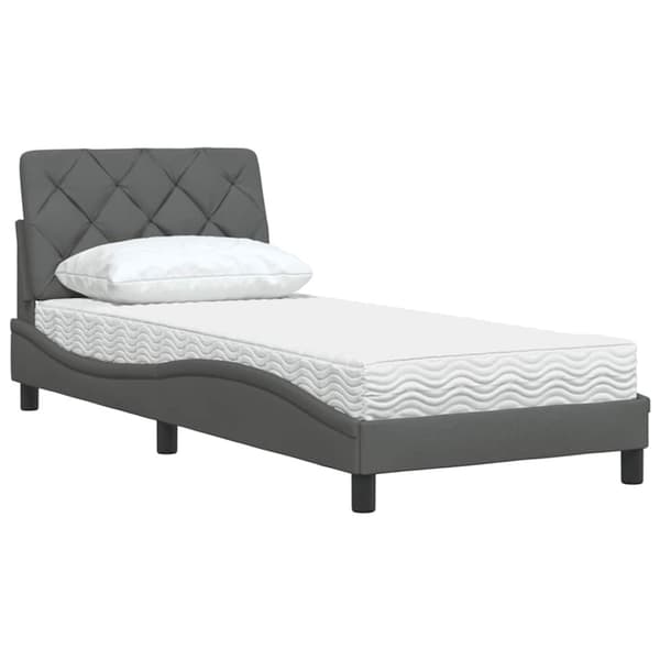 Bed with Mattress Dark Grey 80x200 cm Fabric