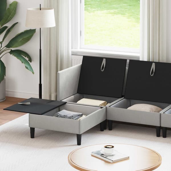 Möbelset för vardagsrummet 6 pcs Ljusgrå Tyg