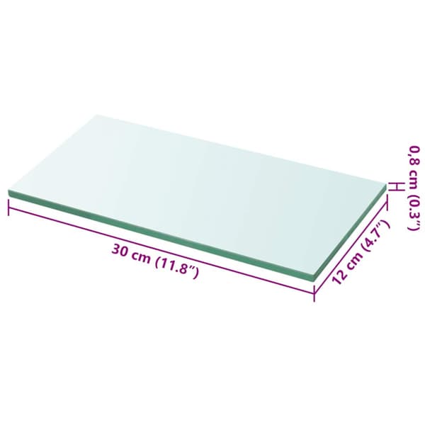Hyllplan 2 st glas genomskinlig 30x12 cm