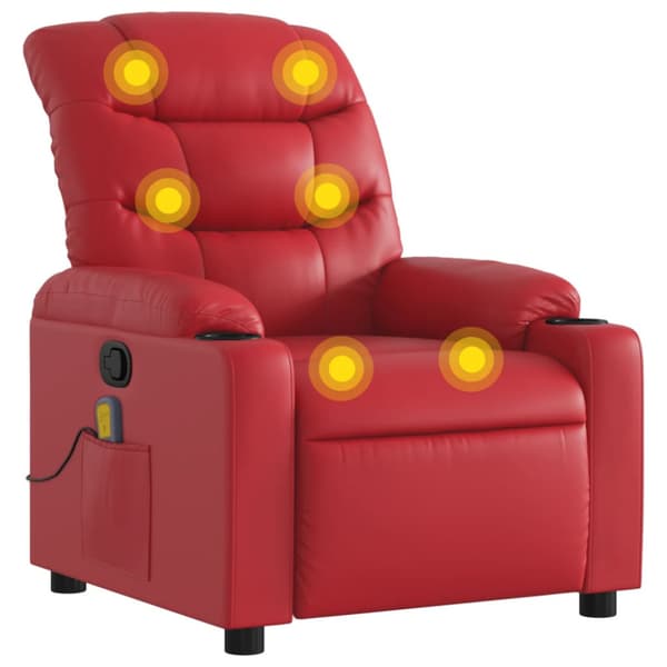 Massagefåtölj röd konstläder