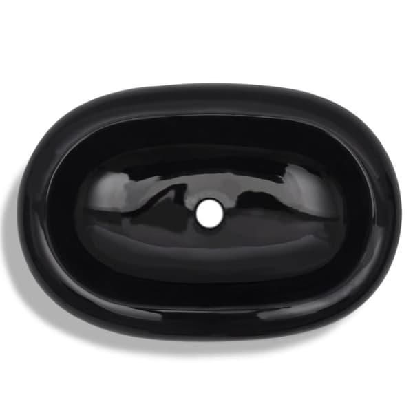 Handfat svart keramisk oval