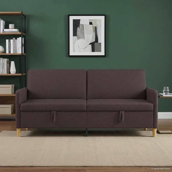 Soffa med förvaring Mörkbrun 192 x 78 x 87 cm Polyester