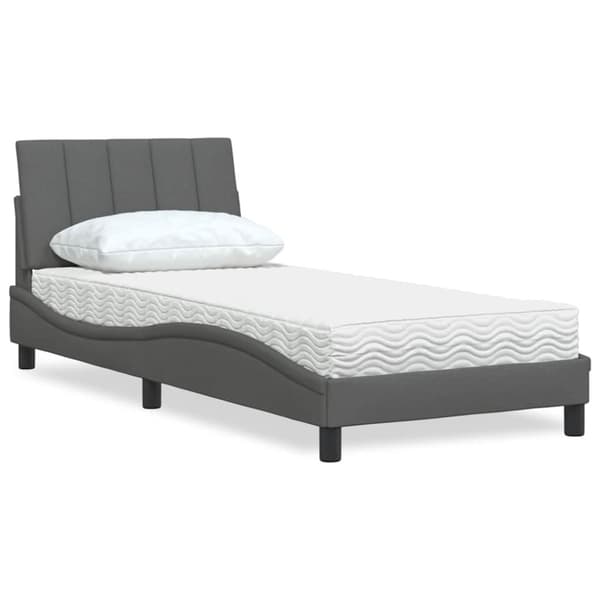 Bed with Mattress "Hanko" Dark Grey 80x200 cm Fabric