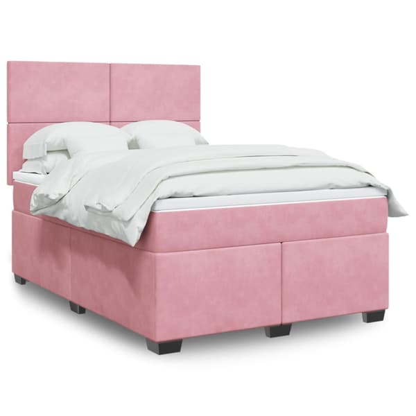 Ramsäng med madrass rosa 160x200 cm sammet