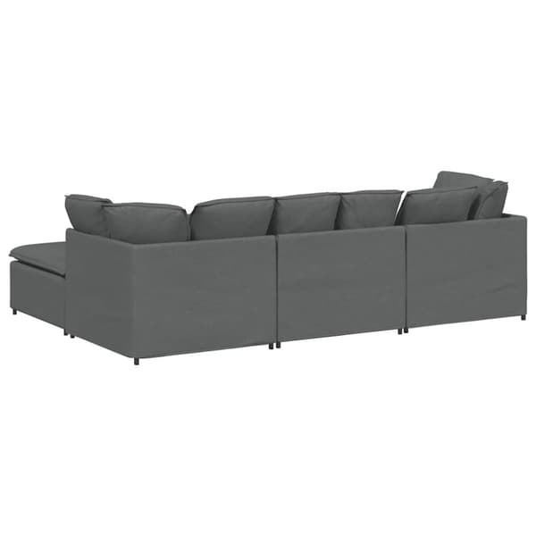 Modulsoffa med fotpall och dynor mörkgrå