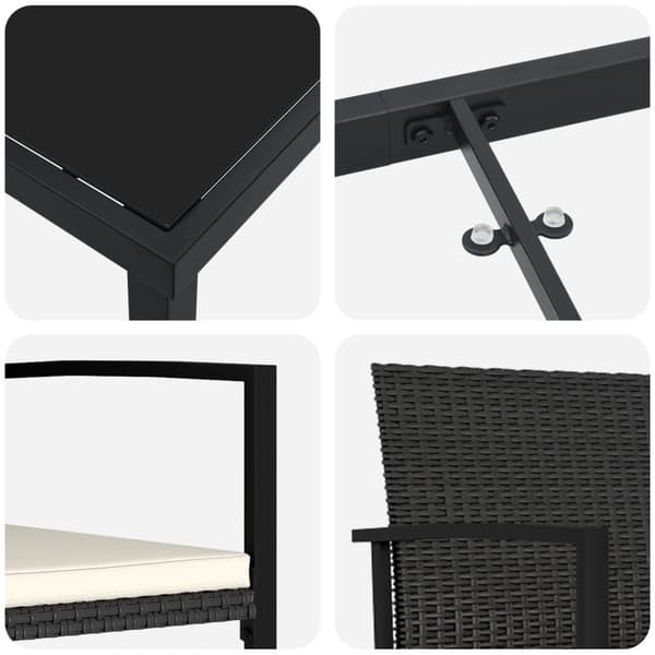 Trädgårdsmöbelset 7 pcs Svart Pulverlackerat stål