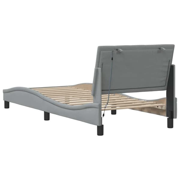 Bed Frame without Mattress "Hanko" Light Grey 90x200cm Fabric