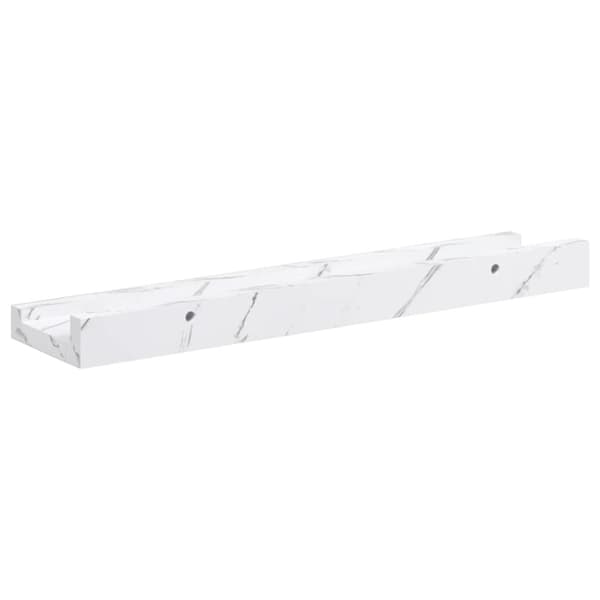 Vägg hylla Väggmonterat 2 pcs Vit marmor 40 x 9 x 3 cm