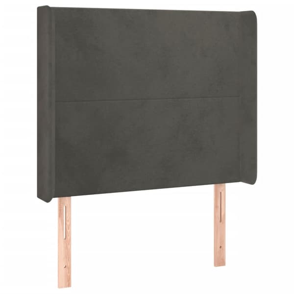 Sänggavel LED mörkgrå 103x16x118/128 cm sammet