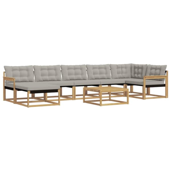 Utomhussoffset 8 pcs Vit och ljusgrå 79 x 79 x 37 cm