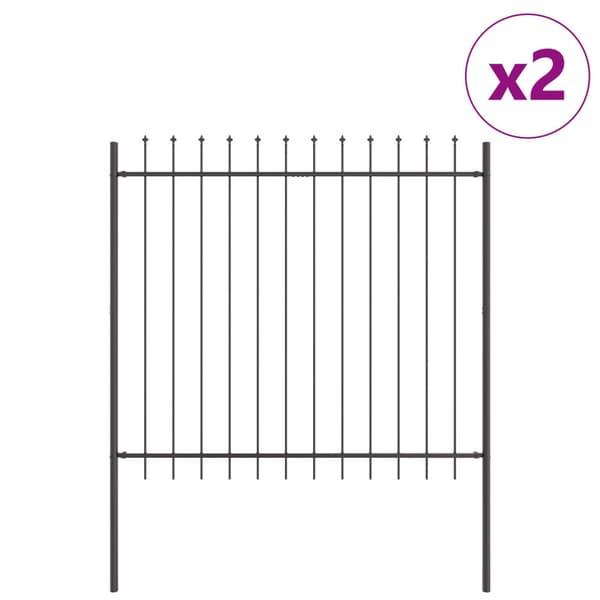 Trädgårdsstängsel 2 pcs Grå 3,4 x 1,5 m Pulverlackerad stål