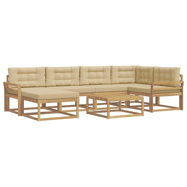 Utomhussoffset 7 pcs Vit och Beige