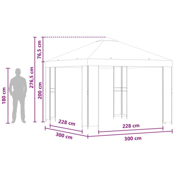 Paviljong 3 x 3 m Gräddvit Polyester och Stål 190