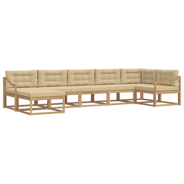 Utomhussoffset med kudde 7 pcs Vit och Beige