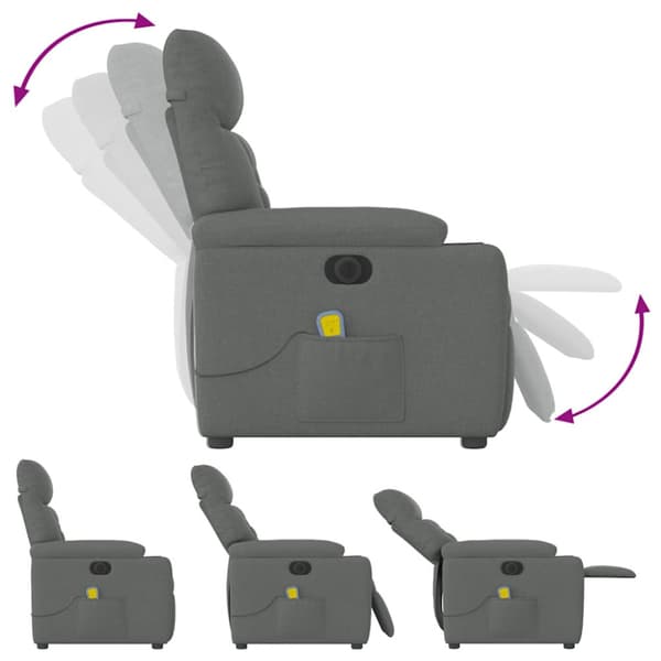 Elektrisk massagefåtölj mörkgrå tyg