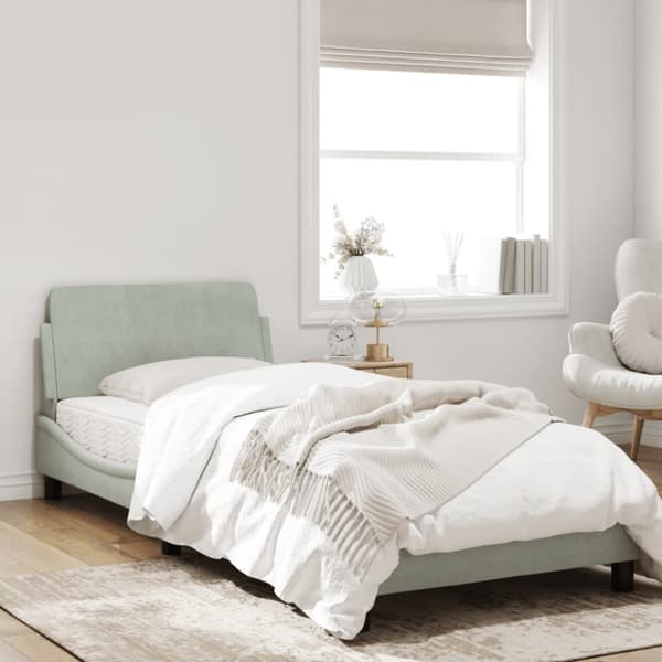 Bed Frame "Dover" Light Grey 90x200 cm Velvet