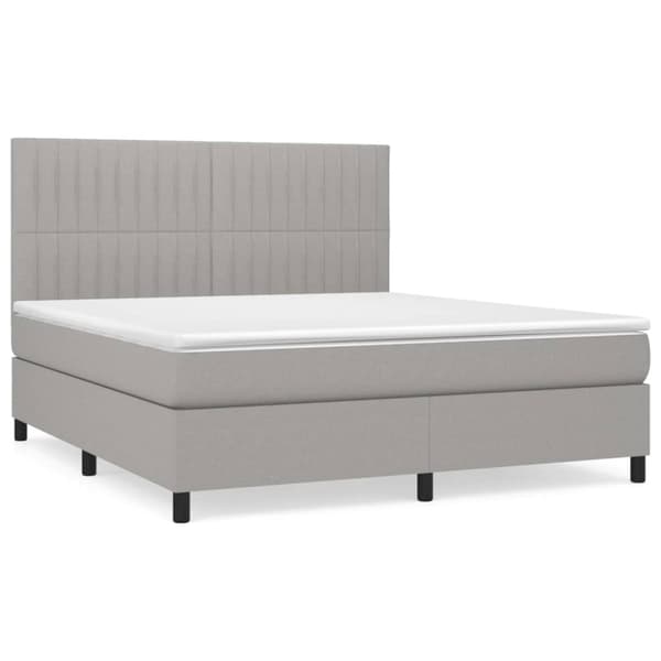 Ramsäng med madrass ljusgrå 160x200 cm tyg