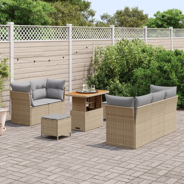 Trädgårdsoffset 8 pcs Beige konstrotting