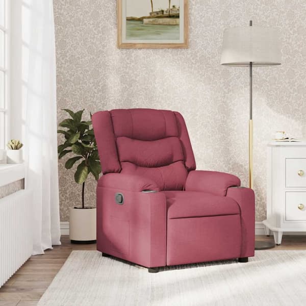 Reclinerfåtölj vinröd tyg