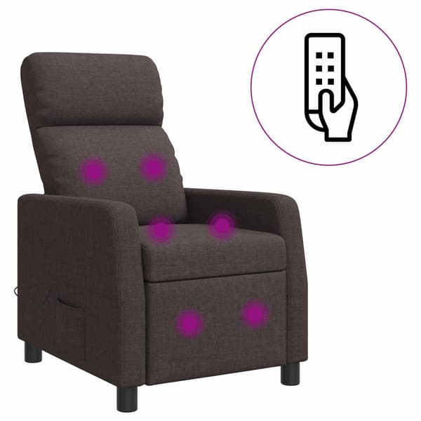 Massagefåtölj Mörkbrun Tyg