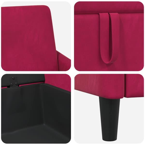 Soffa med förvaring Vinröd 72 x 78 x 87 cm Polyester