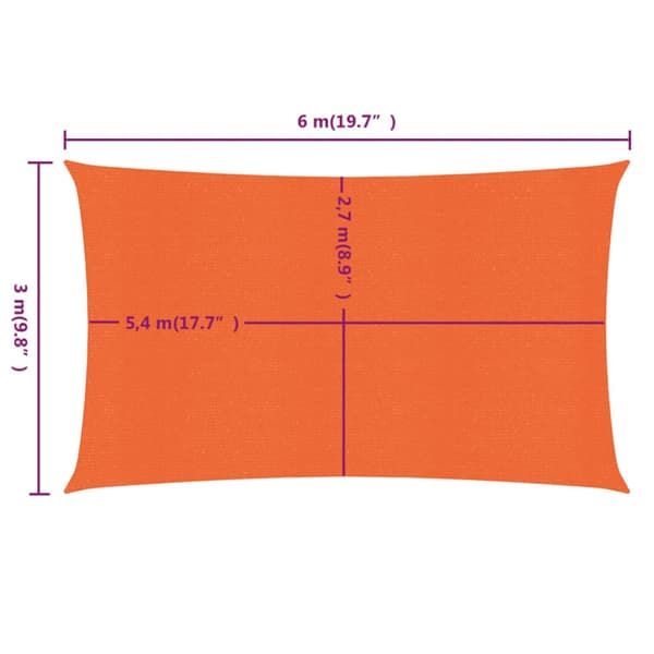 Solsegel 160 g/m² rektangulär orange 3x6 m HDPE