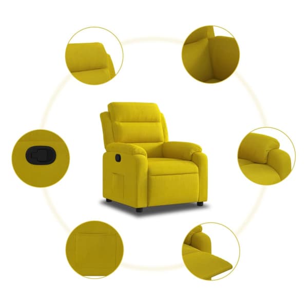 Reclinerfåtölj gul sammet