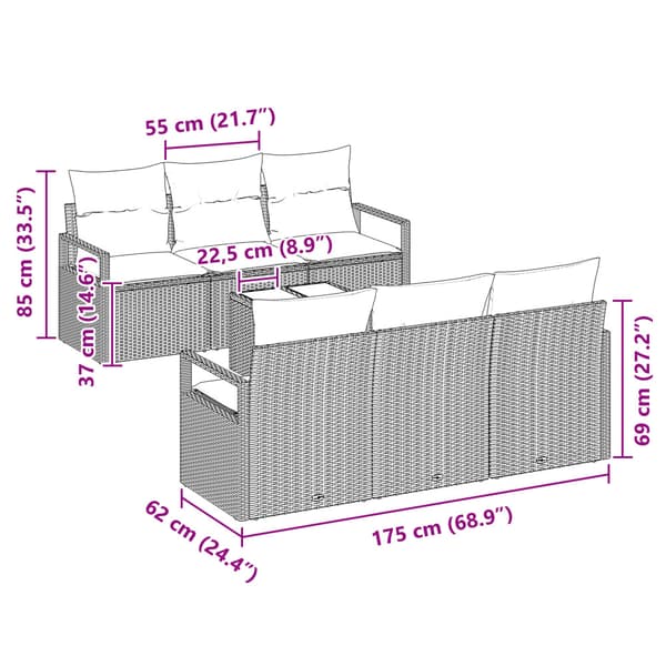 Soffset med kudde 7 pcs Grå konstrotting