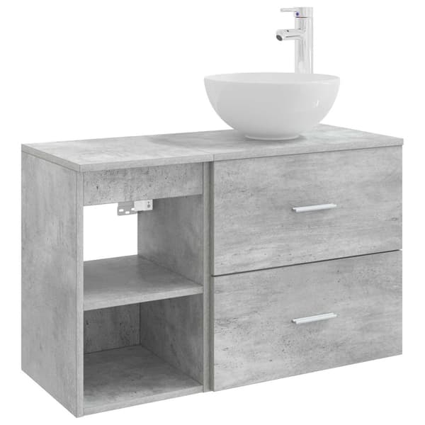 Badrumsmöbelset 2 pcs Betonggrå Konstruerat trä