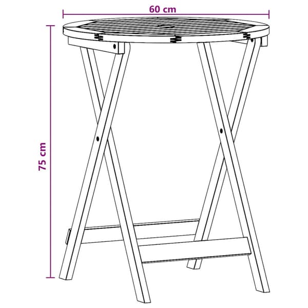 Hopfällbart trädgårdsbord Ø60x75 cm massivt eukalyptusträ
