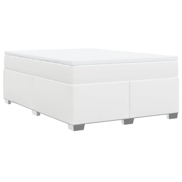 Ramsäng med madrass vit 140x190 cm konstläder