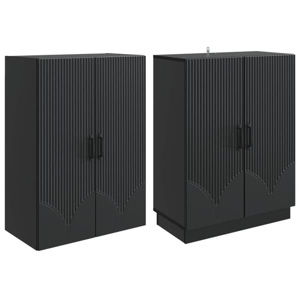 Skåpset 2 pcs Svart Konstruerat trä