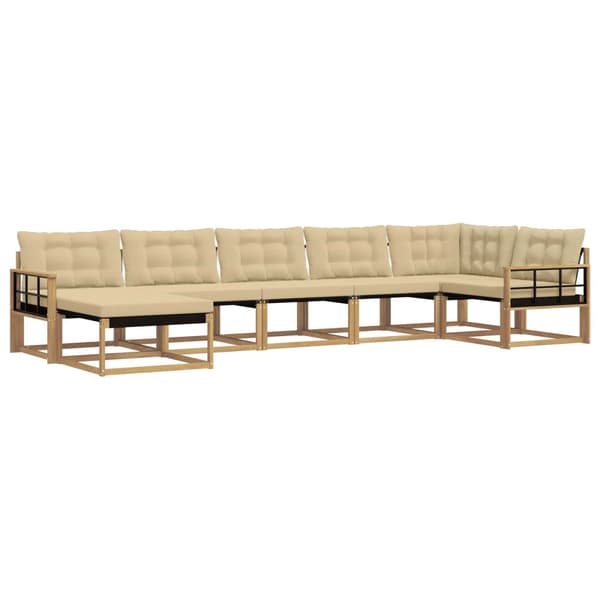 Utomhussoffset med kudde 7 pcs Vit och Beige