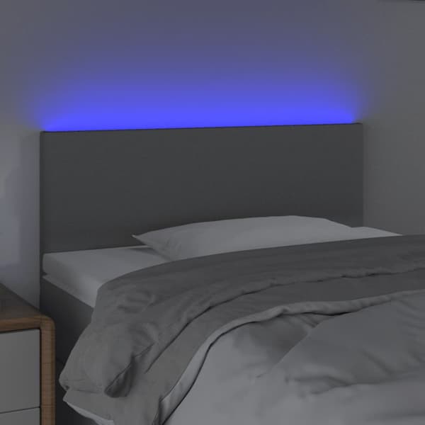 Sänggavel LED ljusgrå 80x5x78/88 cm tyg